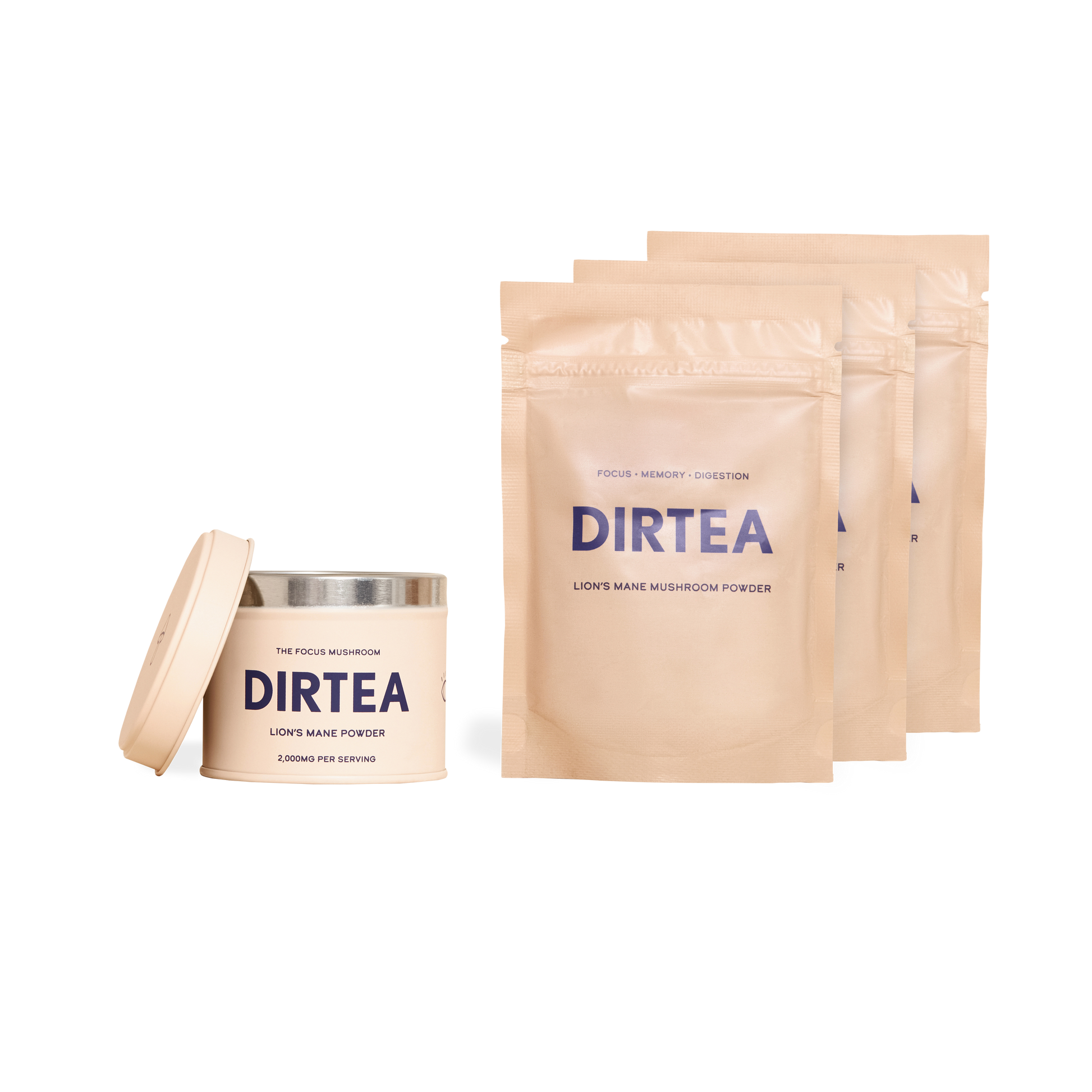 Dirtea Lion's Mane Tin & 3 Pouches